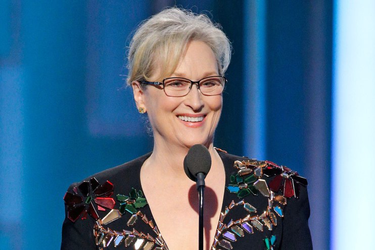 Jan 8, 2017; Beverly Hills, CA, USA; Meryl Streep receives the Cecil B. Demille Award during the 74th Golden Globe Awards at Beverly Hilton. Mandatory Credit: Paul Drinkwater/NBC via USA TODAY NETWORK *** Please Use Credit from Credit Field ***